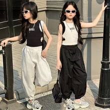 韩版女童萝卜裤套装洋气2025新款春夏儿童短款背心爵士街舞两件套