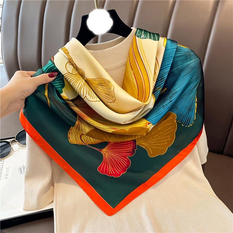 90 cm Nachahmung Seide Quadrat Schal Muster Temperament Tourismus Sonnenschutz Dekoration Schal Herbst/Winter Neckband Stirnband_voghion.com