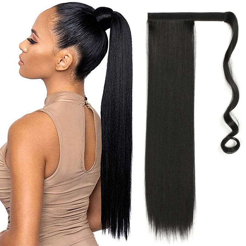 Kunsthaar, langes Haar, Chemiefaser, Hochtemperatur-Seide, gerader geflochtener Pferdeschwanz_voghion.com