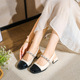 2024 Summer New Pearl Chain Sweet Mary Jane Shoes Women's French High Heel Colored Baotou Thick Heel Sandals