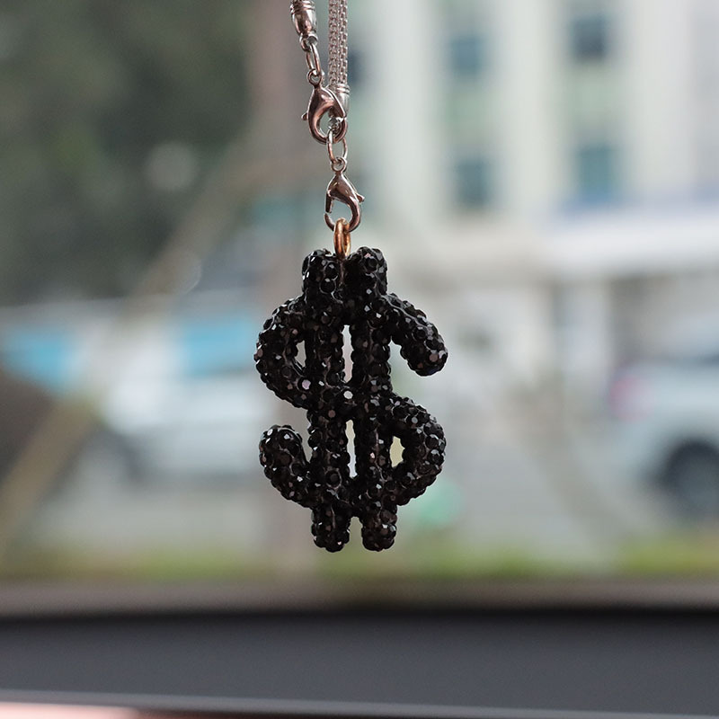 Qìchē – Car hanging Sign Car - black-rhinestone-dollar-sign