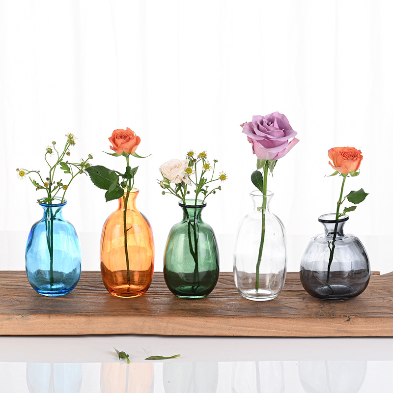 Cross-Border Ins Glass Vase Transparent Creative Small Water Hydroponic Flowers and Plants Desktop Flower Arrangement Decorative Ornaments Wholesale