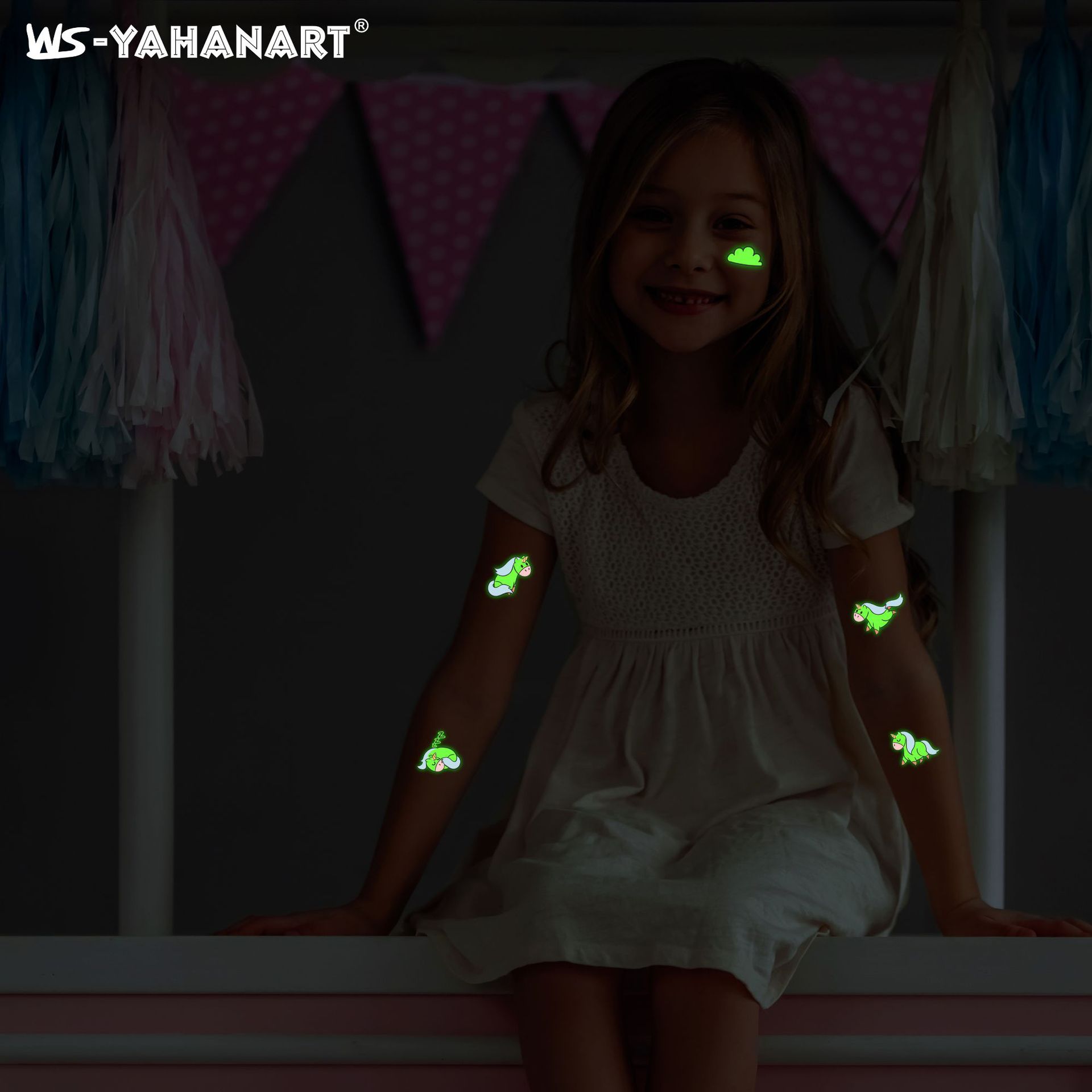 Tatuajes Temporales Luminosos para Niños Impermeables de Papel de Transferencia para Fiestas