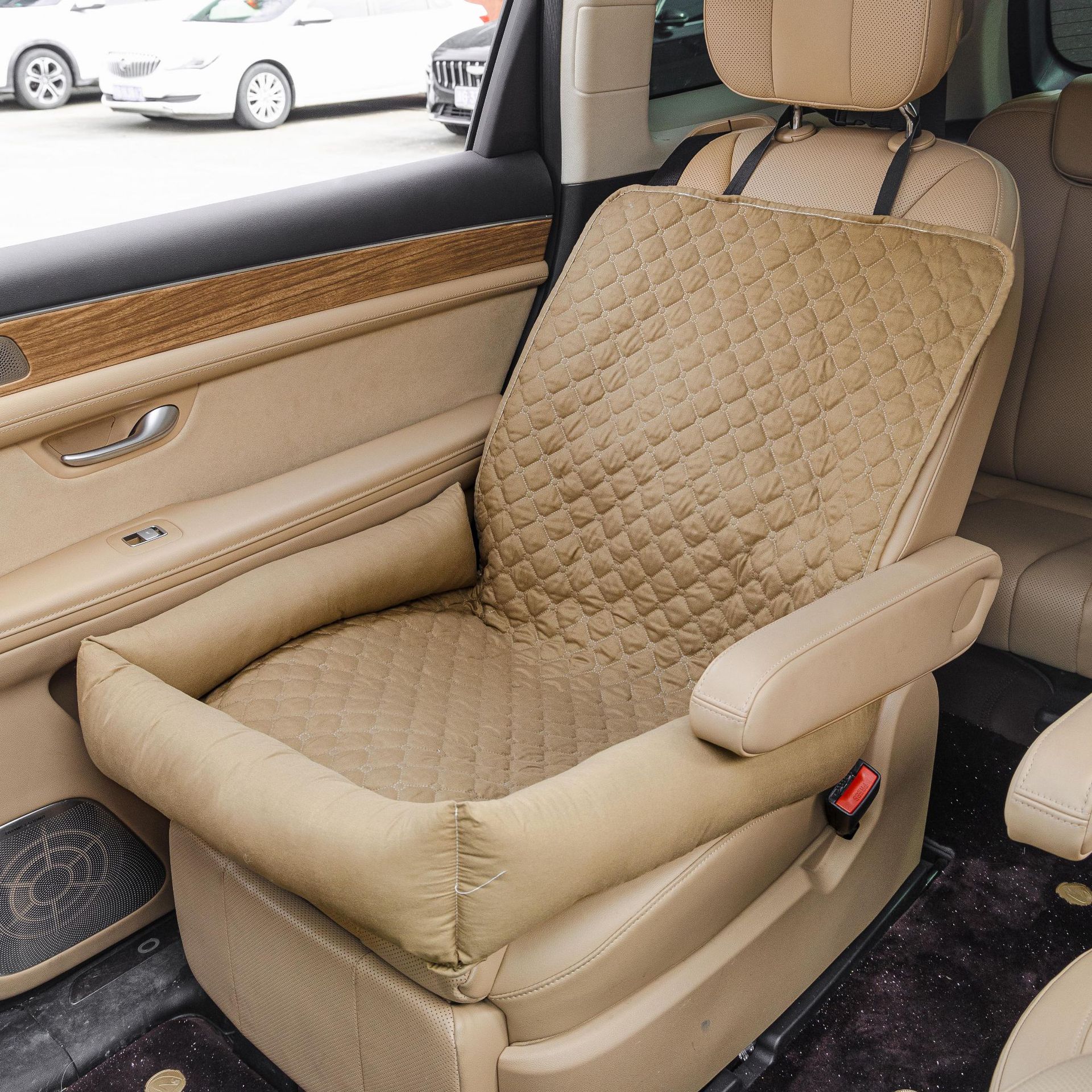 차량용 체크무늬 애완동물 매트 카키