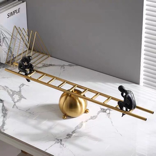 Modern simple creative meditator character ornaments light luxury living room model room wine cabinet entrance TV cabinet decorations
