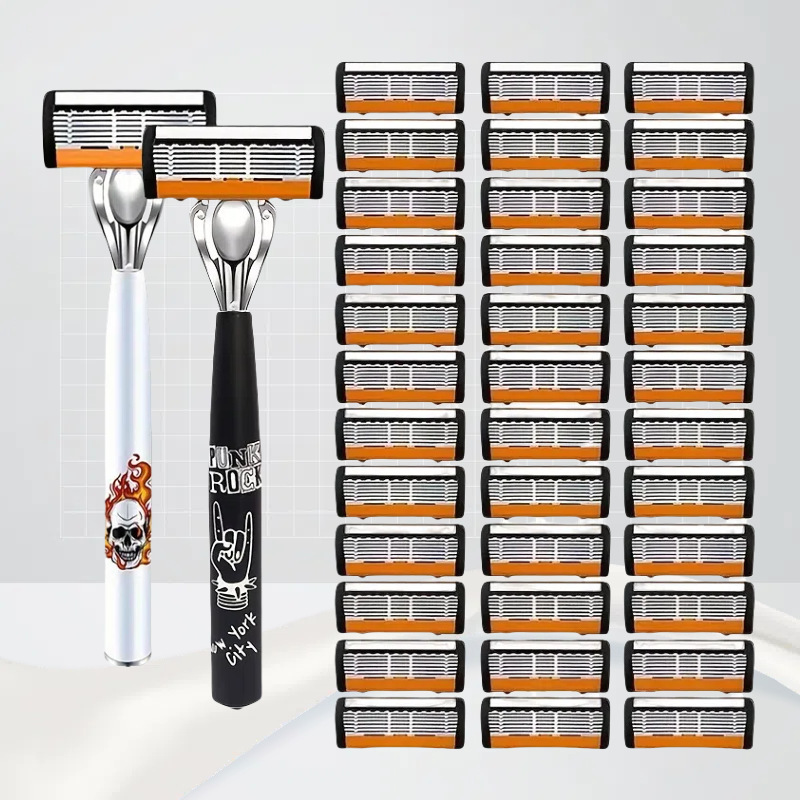Cross-Border Six-Layer Manual Razor 6-Layer Men's Razor Men's Shaving Razor Razor Head Razor Blade