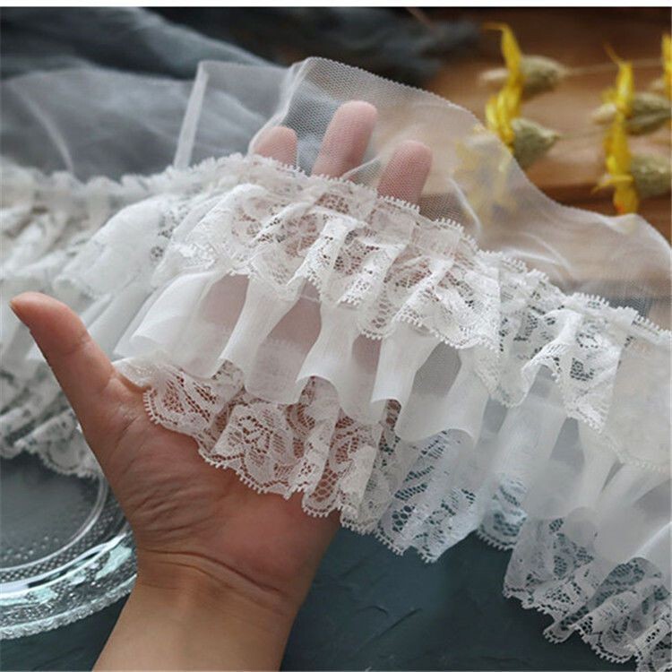 10cm Wide Black and White Three-Layer Chiffon Pleated Lace Auxiliary Material Curtain Loli Hem Wedding Dress Decoration DIY 10cm Wide Black and White Three-Layer Chiffon Pleated Lace Auxiliary Material Curtain Loli Hem Wedding Dress Decoration DIY