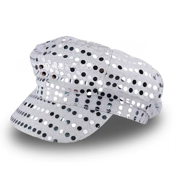 Cross-Border 70S and 80S Disco Performance Sequin Hat Retro Octagonal Hat Halloween Accessories Performance Hat