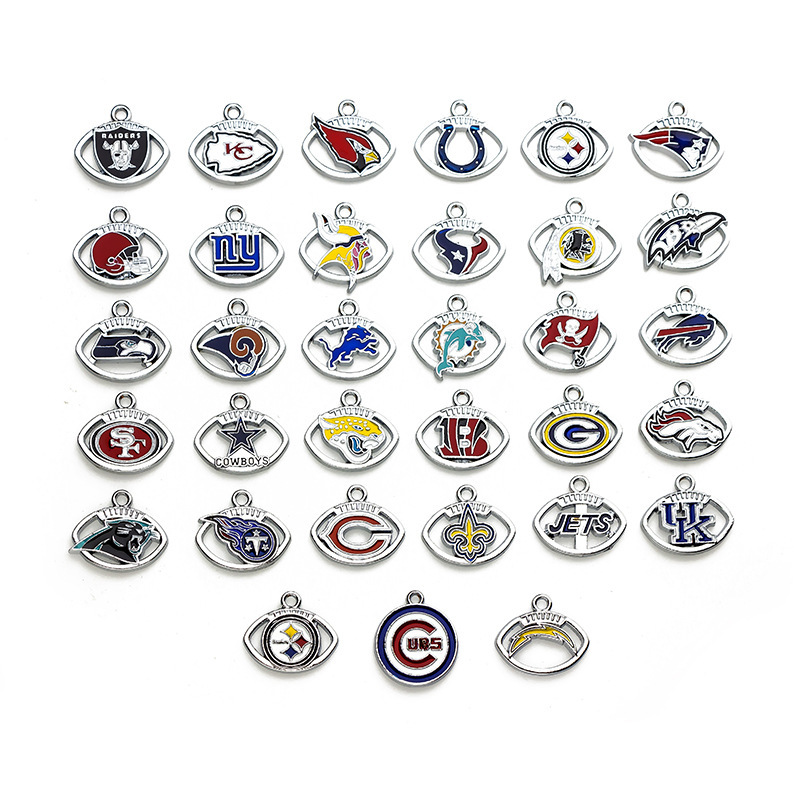 NFL rugby pendant 32 sports team alloy oil drop jewelry accessories DIY key chain bracelet pendant