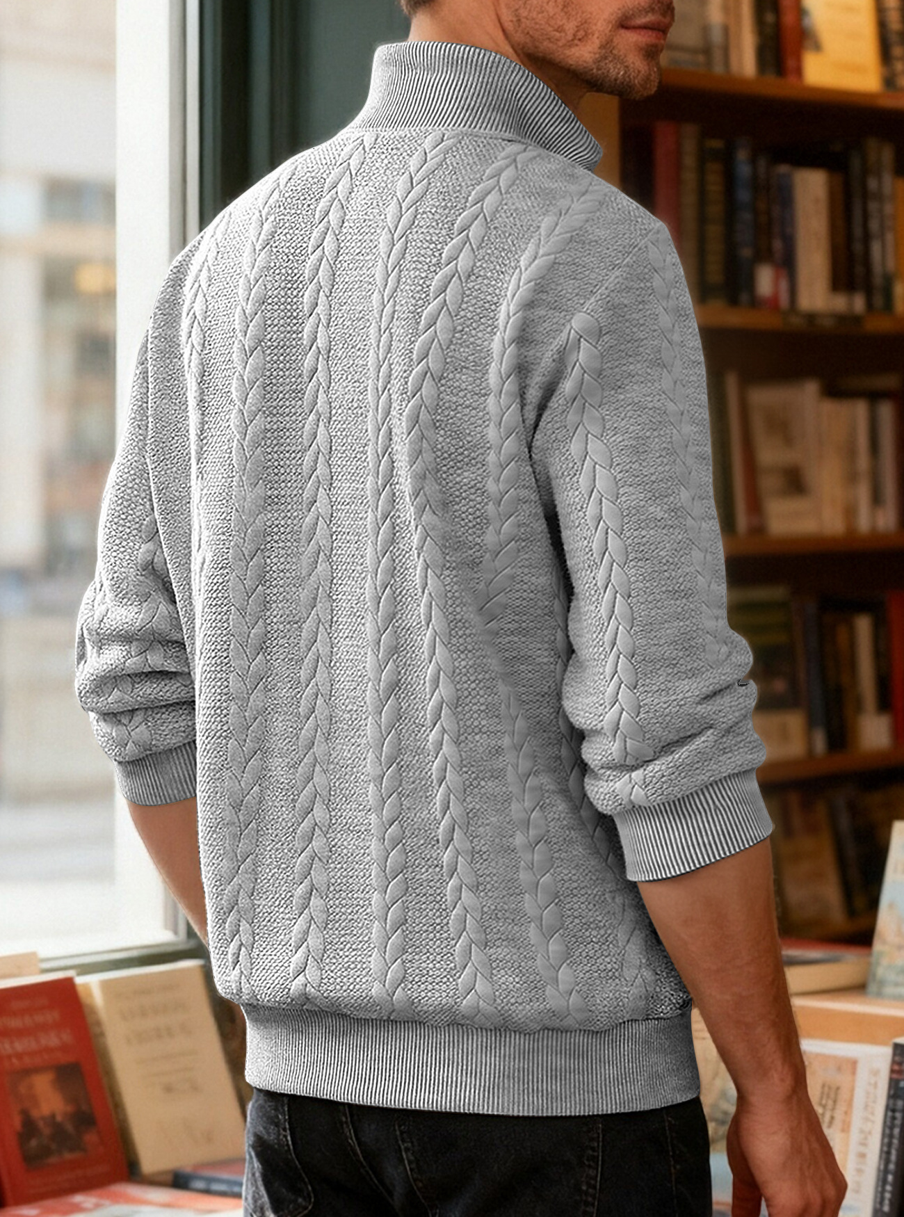 Cross Border American Retro Casual Stand Collar Zipper Pullover Loose Knitwork Long Sleeve Outdoor Custom_voghion.com