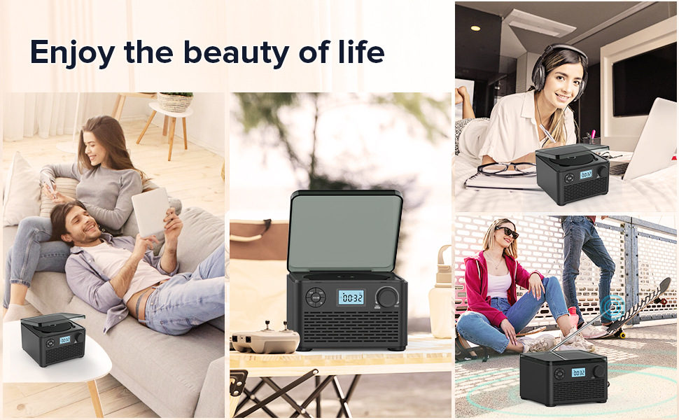 Draagbare cd-speler met bluetooth-luidsprekers, radio en usb_voghion.com