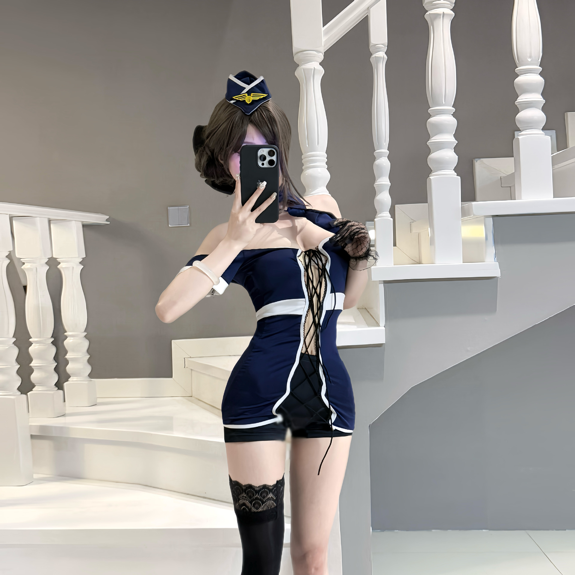 Golden Night Sexy Underwear Yan Hang Yan Lu One Word Breasts Stewardess Sexy Pure Desire Bag Hip Temptation Strap qqny suit