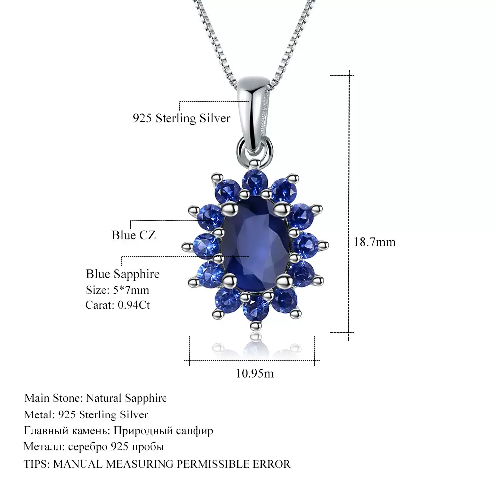 时尚轻奢气质天然蓝宝项链向日葵花朵s925纯银镶嵌彩宝项链吊坠