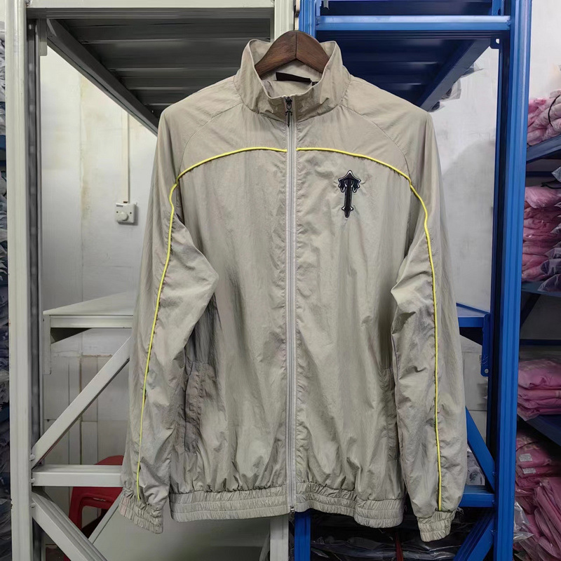 Marca de moda chaqueta trapstar traje bordado carta logo cinta cremallera trench coat Pantalones image 12