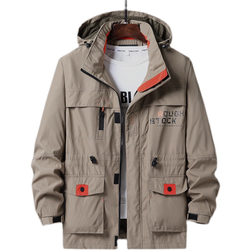 2025 chaqueta de asalto al aire libre para hombres ocio medio largo chaqueta de trabajo con camisa gruesa chaqueta de bolsillo militar