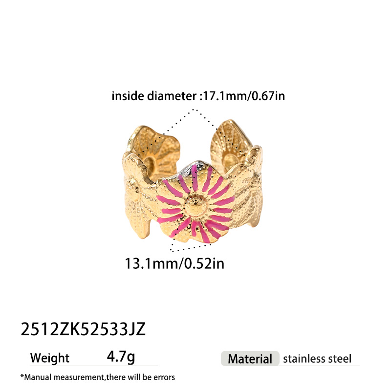 TENA Europa y los Estados Unidos acero inoxidable transfronterizo margarita estilo francés lujo ligero de alto nivel sensación anillo de anillo de mano femenina lote de joyas de mano