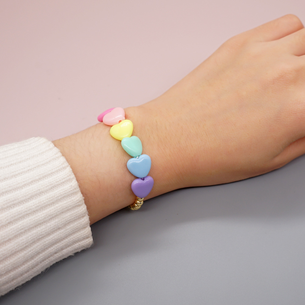 Simple Style Heart Shape Arylic Beaded Womenu0027S Bracelets 1 Piece