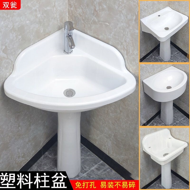 Triangular Washbasin Pedestal Basin Corner Bathroom Triangle Countertop Basin Balcony Pedestal Washbasin for Home Use