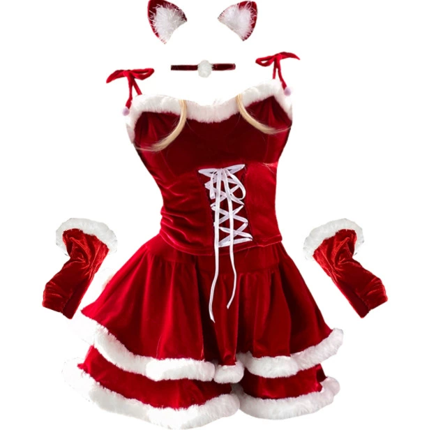 Рождественская женская одежда Рождественская тематическая одежда, сексуальная одежда для девочек-зайчиков, женское рождественское военное платье для взрослых, платье-комбинация