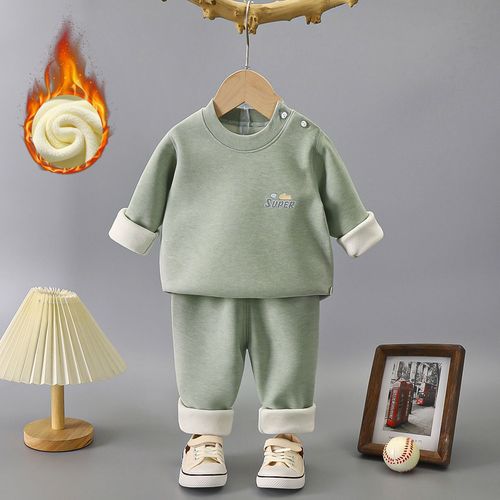 Children's Fleece Thicken Innerwear Set for Boys and Girls, Warm Autumn Clothes, Pajamas, Baby Home Clothes, Winter Fleece Lining