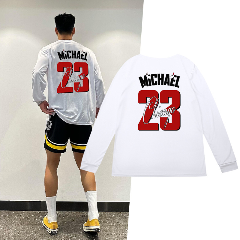 Black City Version Jordan Basketball Uniform American Training Uniform Player Uniform Breathable Loose Bottoming Shirt Quick-Drying T-Shirt for Men