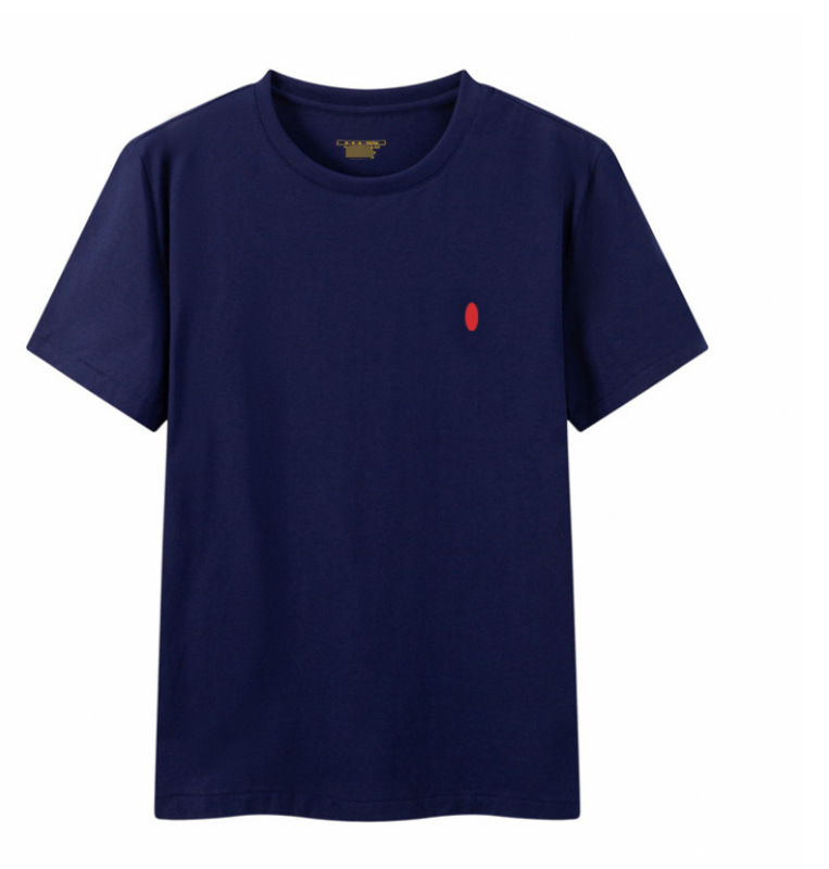 小馬標クロスボーダー夏男性丸首tシャツ半袖修身純綿刺繍r1上着カジュアル百合純綿|undefined