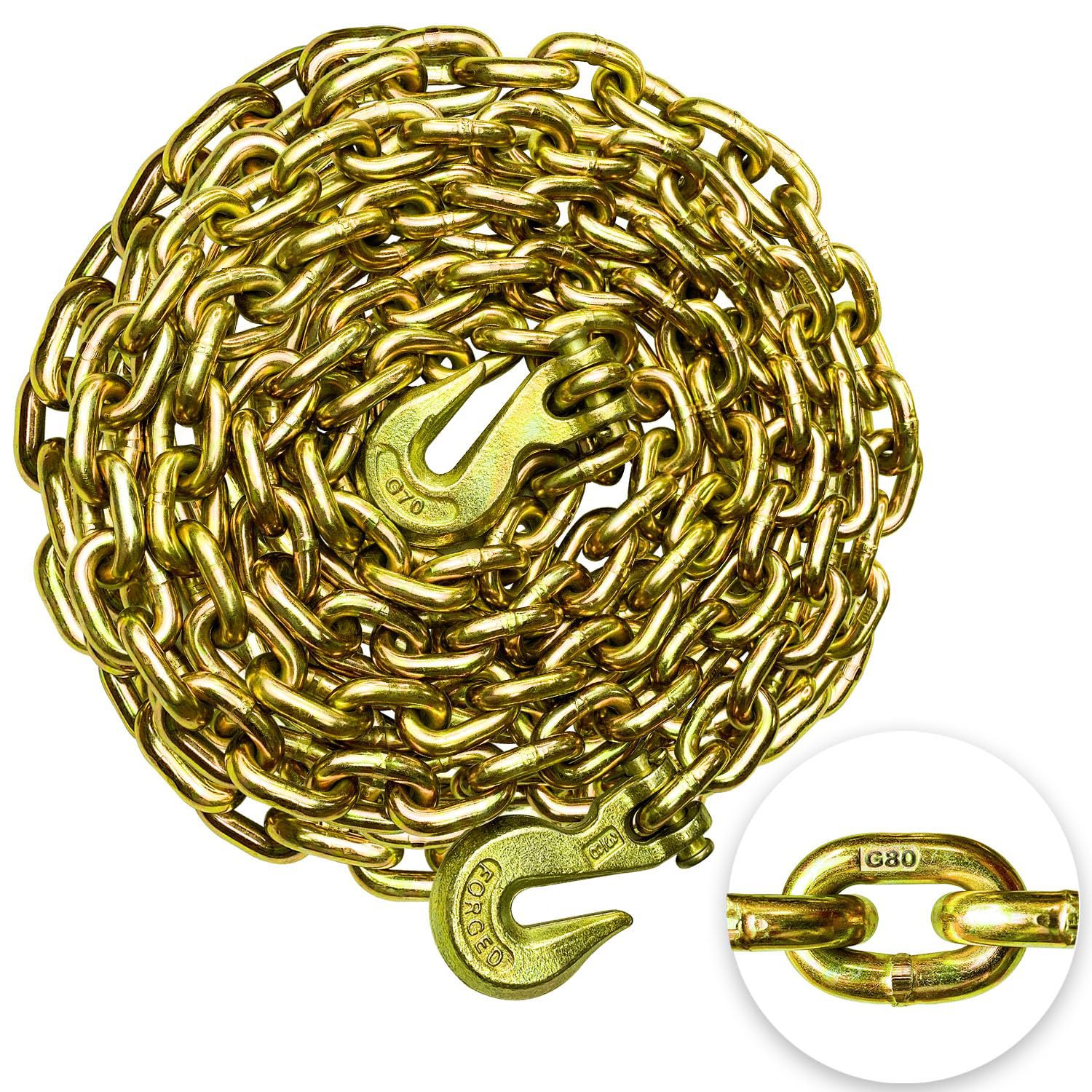 安全链条两端带G70抓钩运输链条高强度用于平板拖车牵引固定链条