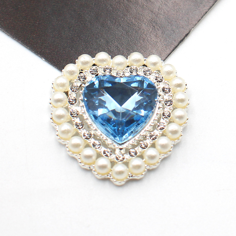 27mm銀色桃心真珠花盤合金部品diy髪飾り花盤ドリル頭飾りアクセサリー部品