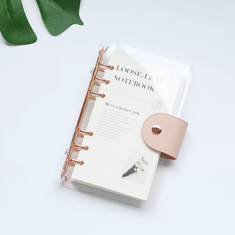 Removable PVC Notebook Cover for A6, A5, B5 Sizes with Gold, Silver, or Black Clips