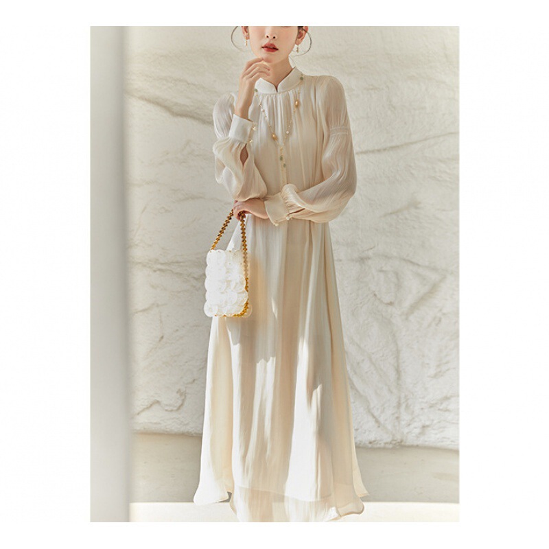 Fall 2024 New elegant elegant elegant lady retro new Chinese style stand collar long sleeve simple daily dress Fall 2024 New elegant elegant elegant lady retro new Chinese style stand collar long sleeve simple daily dress