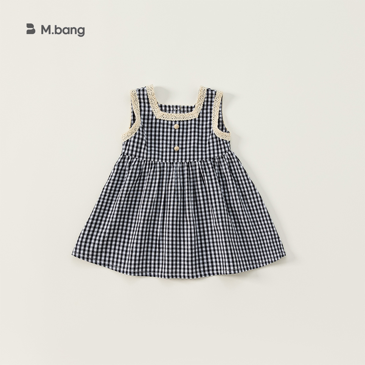 Ropa infantil Youbao, vestido elegante de verano para niña, vestido a cuadros de estilo coreano para niñas, vestido con cuello cuadrado en blanco y negro para niños pequeños.