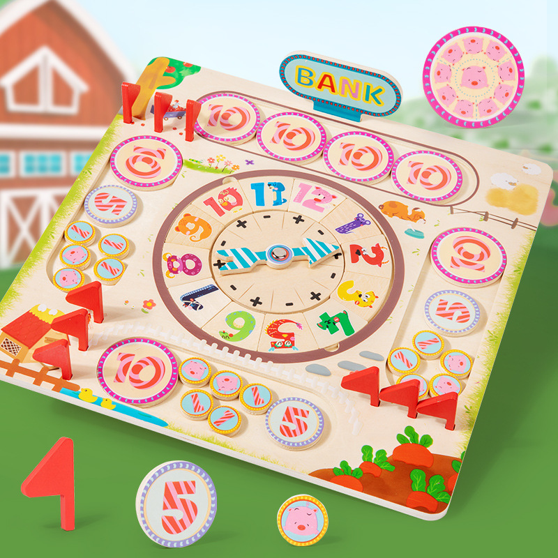 Mont 's Farm Mathematics Puzzles Madera Número Operaciones Juegos de Mesa Ayuda de enseñanza Juego interactivo multijugador familiar