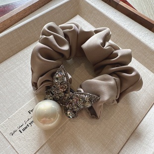 2025 New Korean High-End Butterfly Rhinestone Scrunchie Trendy Exquisite Hair Tie Elastic Band for Women Ponytail