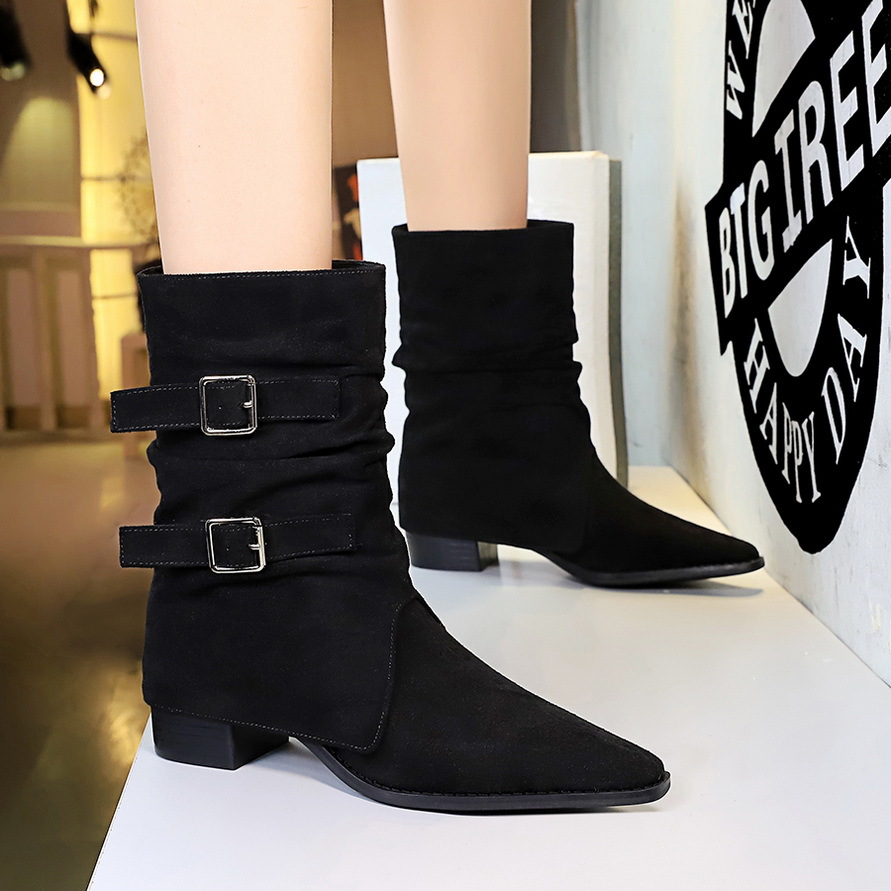 Modische Retro Wildleder Overknee Stiefel Mit Blockabsatz_voghion.com