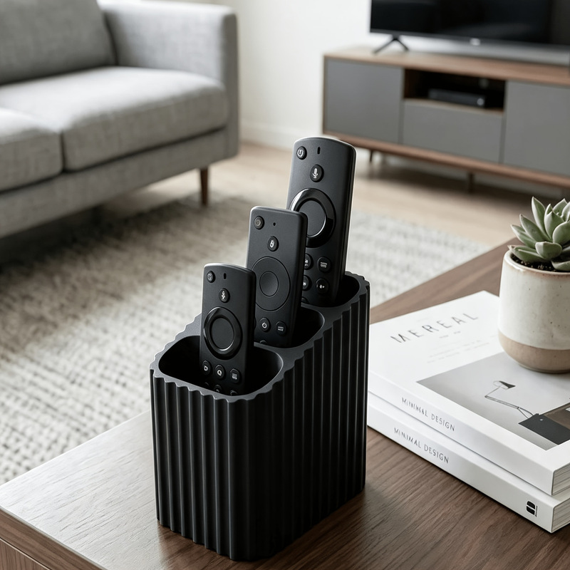 Cross-border new product: vertical striped remote control storage box, 3D-printed, minimalist desktop remote control organizer