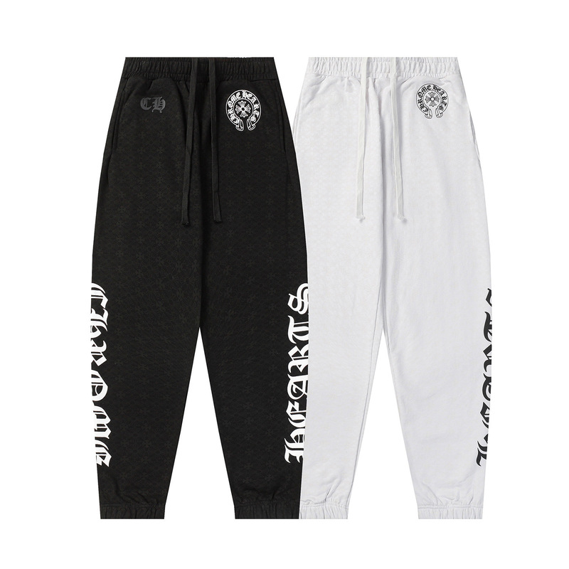 24Ss Correct Version of Chrome Hearts Full Cross Dark Pattern Printed American Casual Sweatpants