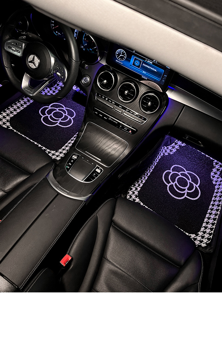 Car foot mat universal Camellia silk ring Universal single piece anti-dirty carpet decoration car mat rear row foot mat