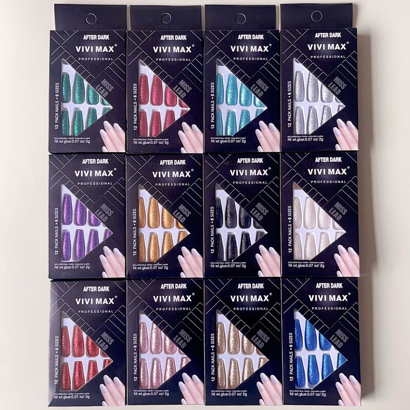 Cross-border Middle East Nail Shining Long T False Nail 12 Pieces of Nail Shining Powder Color Super Long Nail Color Foreign Trade Ballet Armor Cross-border Middle East Nail Shining Long T False Nail 12 Pieces of Nail Shining Powder Color Super Long Nail Color Foreign Trade Ballet Armor