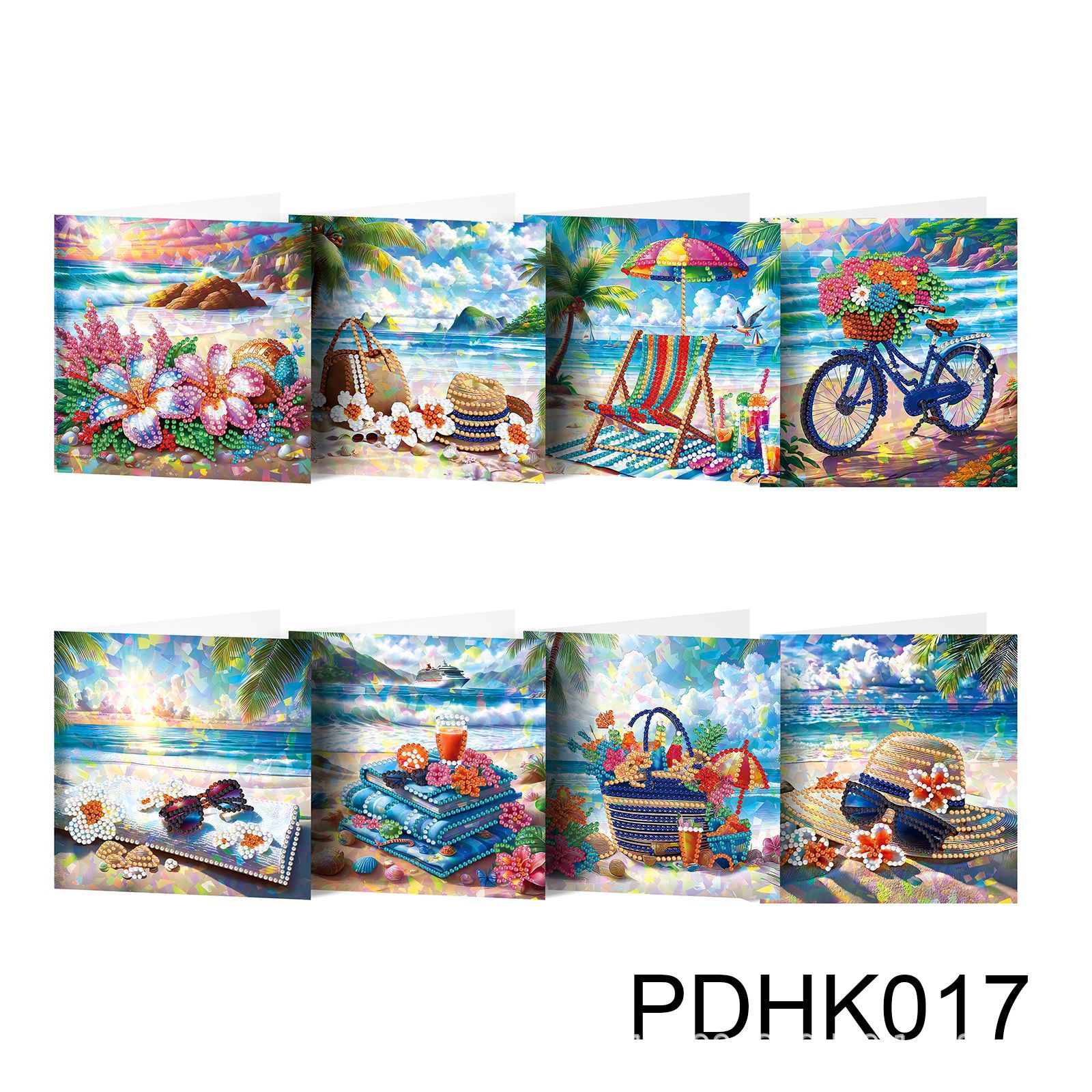 Nuevos diamantes transfronterizos alrededor de la pintura de diamantes DIY flores de Navidad tarjetas de regalo de cumpleaños 12 tarjetas de diamantes