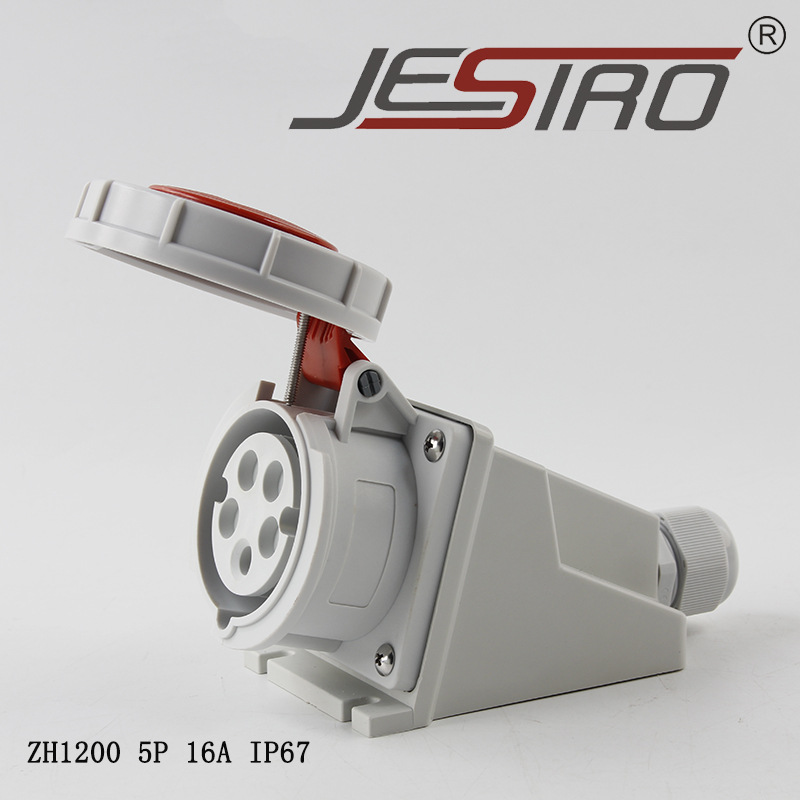 中穗 ZH1200 5P 16A IP67 带底明装插座 5孔 户外 防水 电源插座