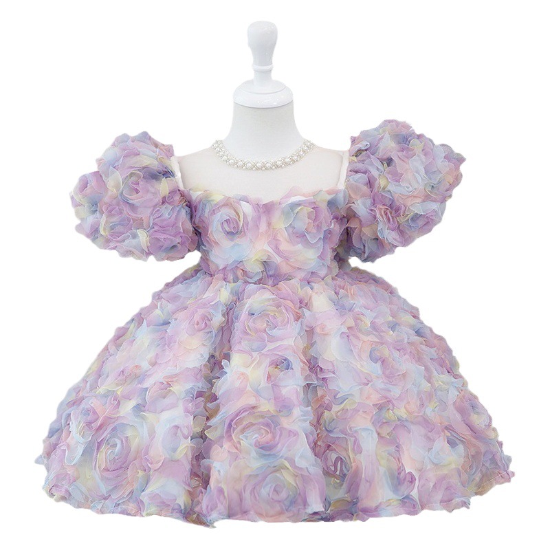 Vestido para niños Vestido de princesa niña de un año de edad, anfitrión de pasarela piano tocando vestido de rendimiento de niña Primavera