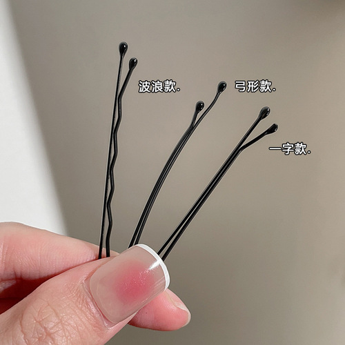 Black wavy one-word clip bridal hair wire clip cross-border European and American simple colorful small hair clip Amazon hair clip