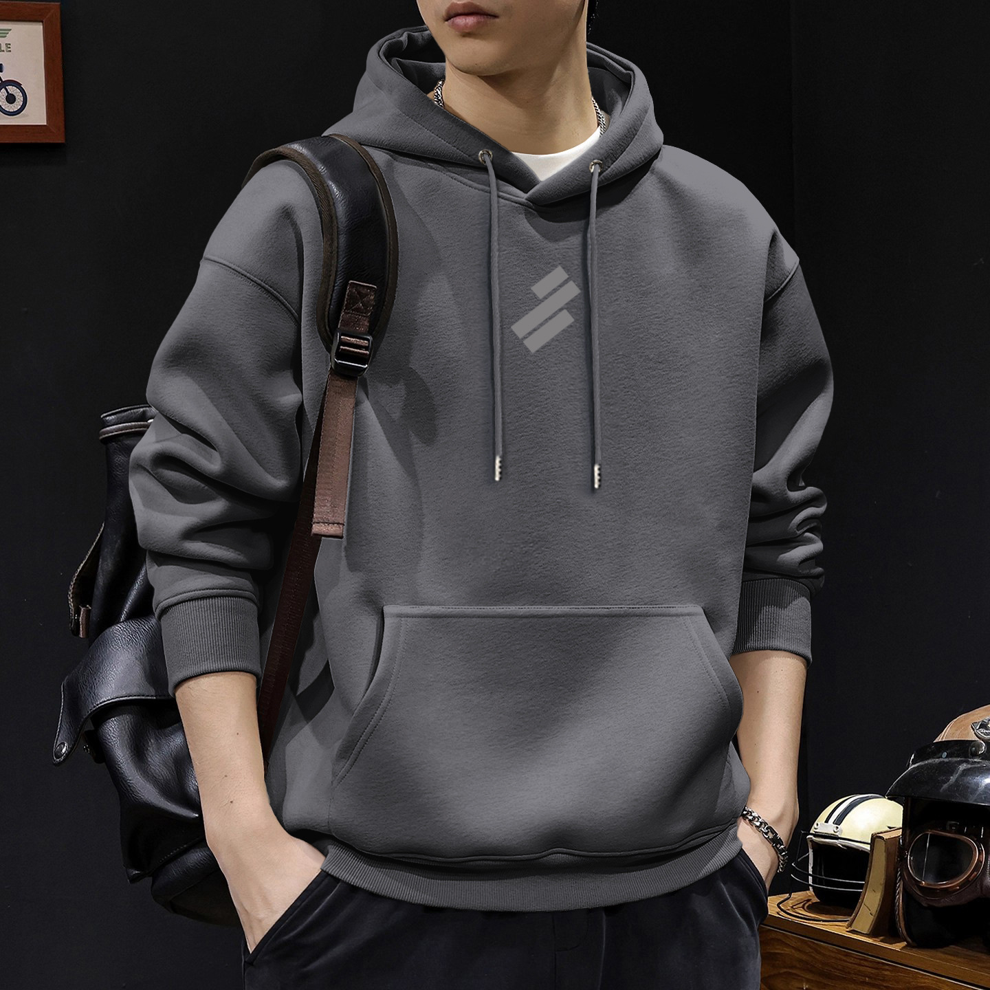 Japón suelto encapuchado otoño y invierno chaqueta de hombre nuevo chaqueta de letras retro hombre chaqueta de marca de moda pesada