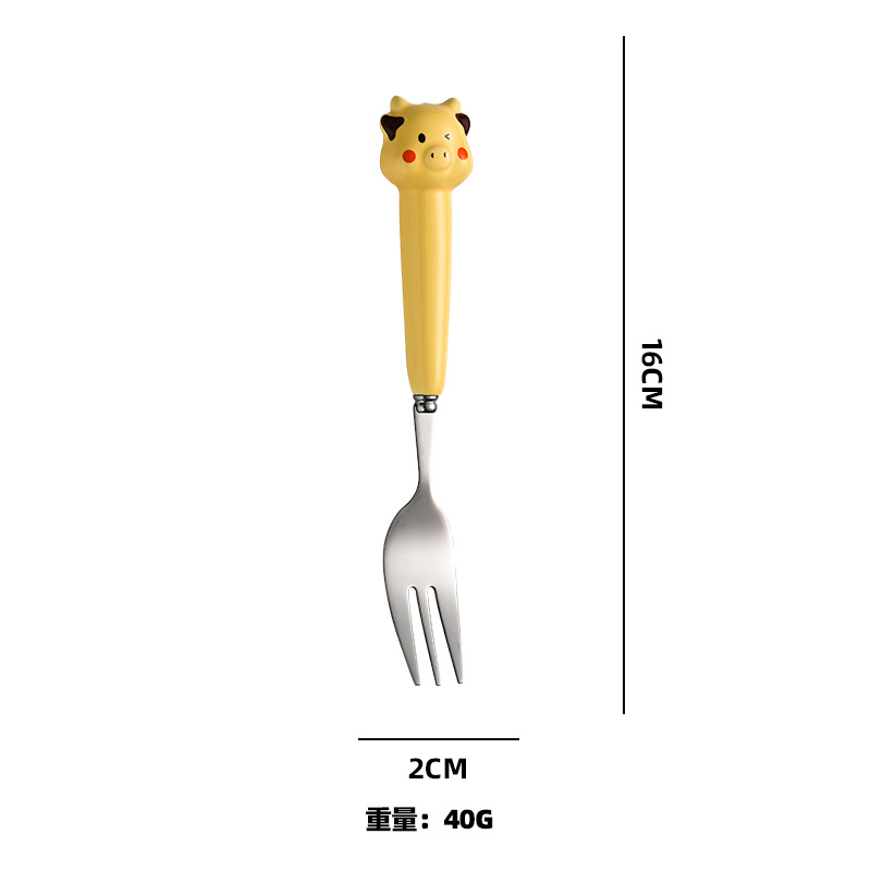 작은 노란색 소 포크