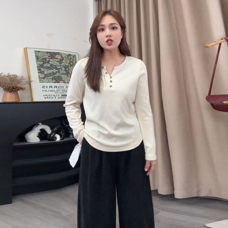 100kg Plus-Size Women's Fashion Stylish Cotton Long-Sleeve T-Shirt Autumn and Winter Trendy Slim-Fit Base Shirt Top