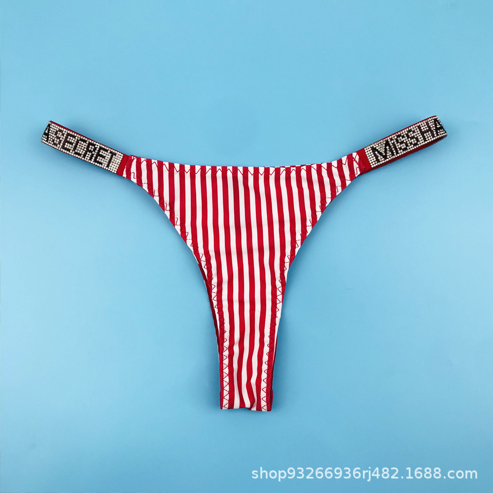 Ropa interior antibacteriana rusa con diamantes de imitación, bragas de talla grande, tanga sexy de cintura baja que levanta la cadera, antibacteriana y transpirable