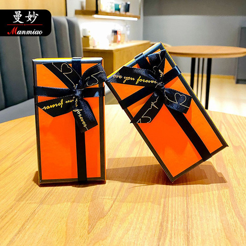 Light luxury orange birthday gift box, high-end creative gift box, empty box for parents and best friends, exquisite box wholesale
