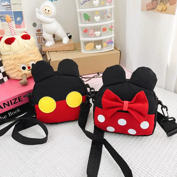 Cross-border New Children's Shoulder Bag Cute Cartoon Color Contrast Mickey Mouse Girls' Crossbody Bag Korean Style Girl's Bag