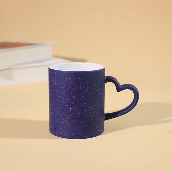 Manufacturer Supplies Heart-Shaped Starry Sky Color-Changing Cup, Heat Transfer Photo Logo Ceramic Mug, Starry Rain Cup Gift Wholesale