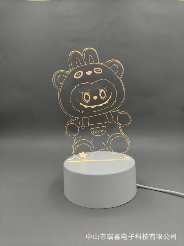 クロスボーダークリエイティブ Nezha Labubu 3D ナイトライトアクリル雰囲気ライト誕生日ギフトベッドサイド子供用テーブルランプ|undefined